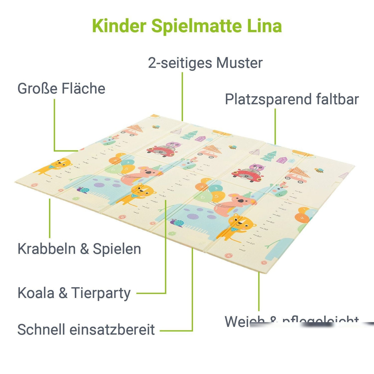 Tappeto da gioco 180 x 200 cm con vari motivi di animali