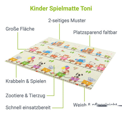 Tappeto da gioco 180 x 200 cm con vari motivi di animali