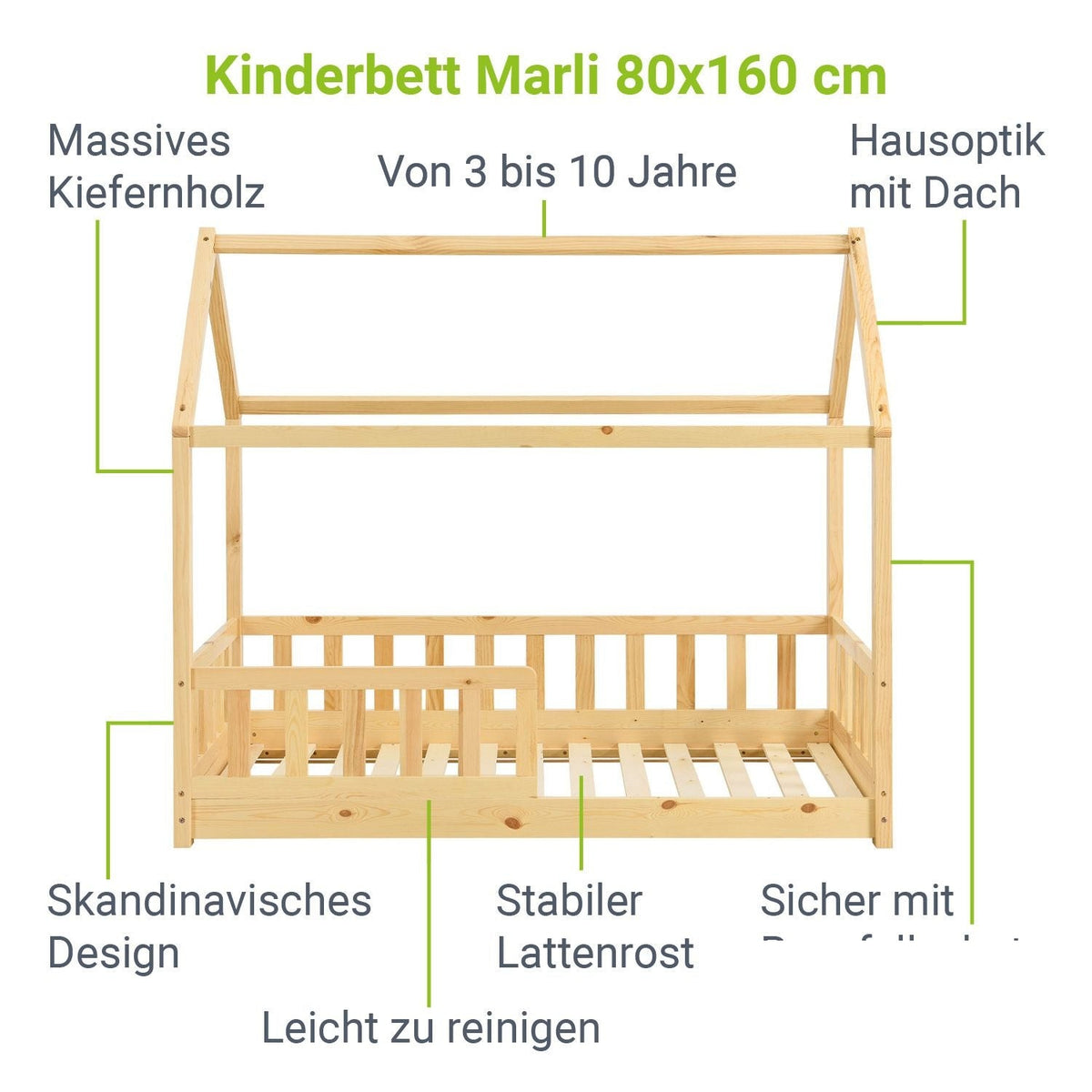 Letto per bambini Marli 80 x 160 cm