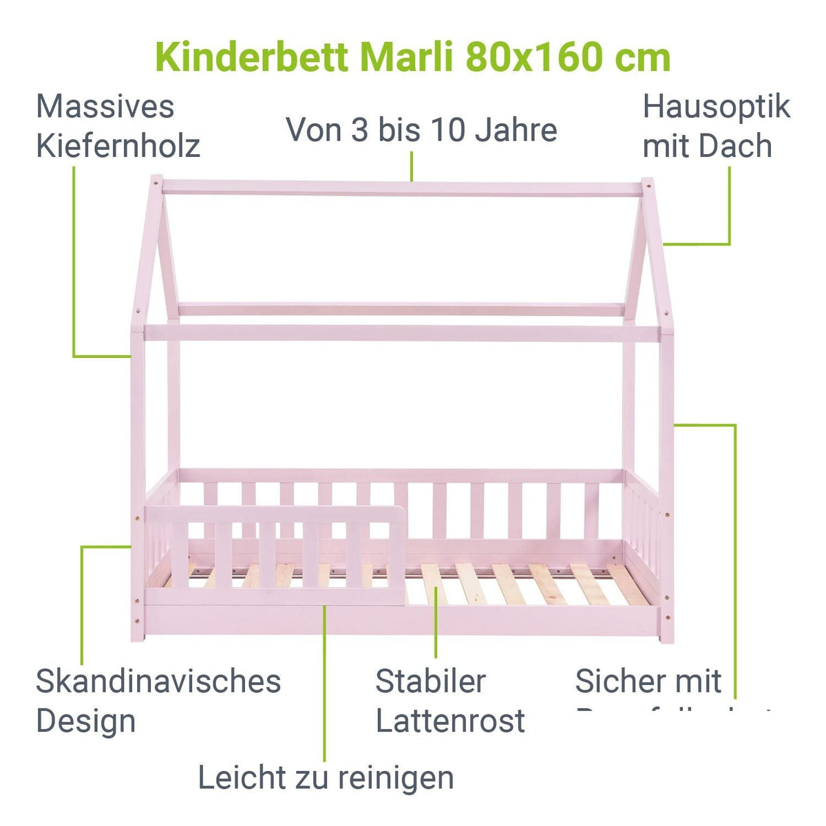 Letto per bambini Marli 80 x 160 cm
