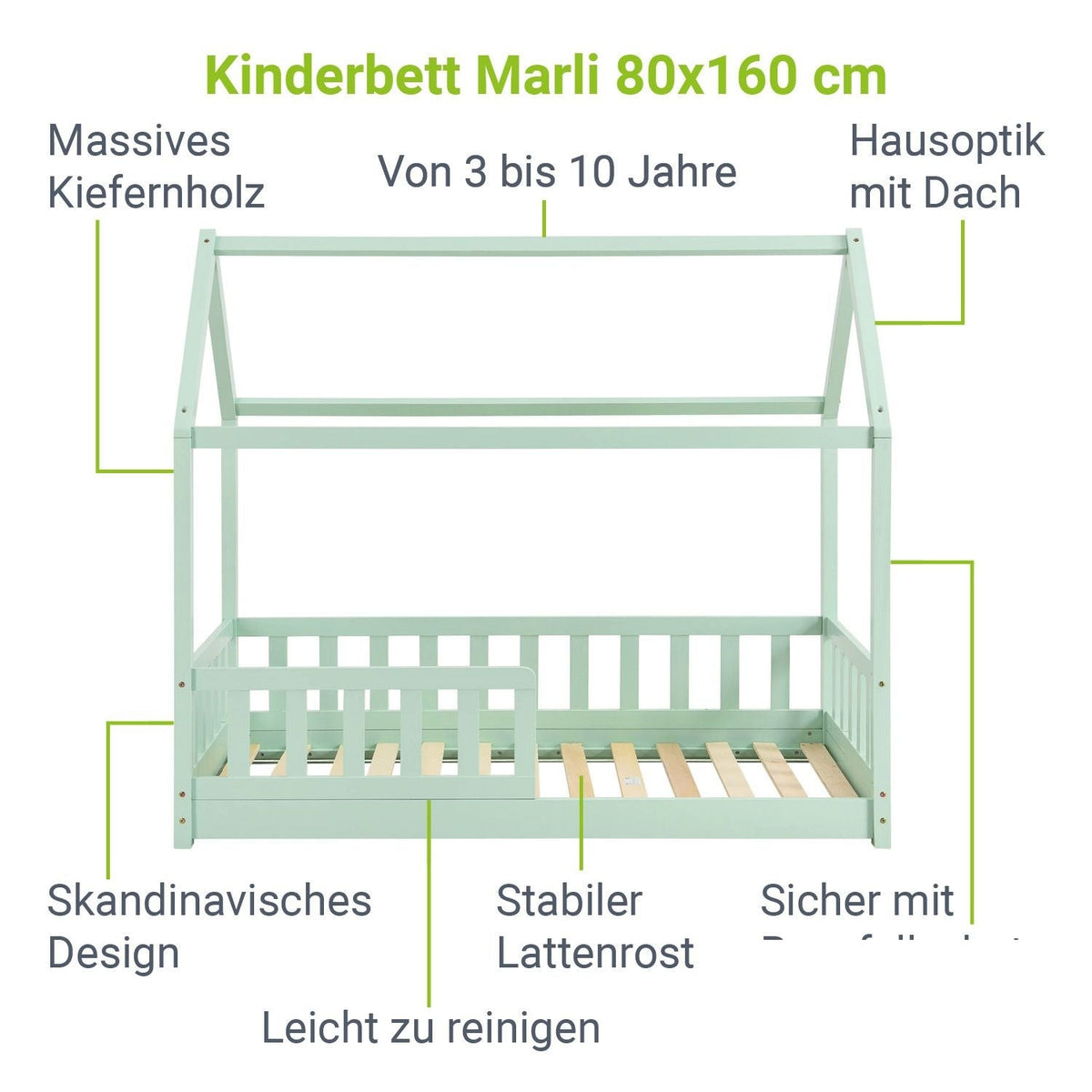 Letto per bambini Marli 80 x 160 cm