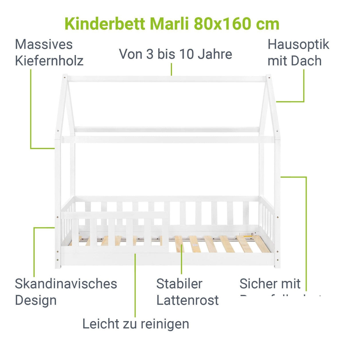 Letto per bambini Marli 80 x 160 cm