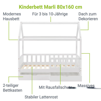 Letto per bambini Marli 80 x 160 cm con rete