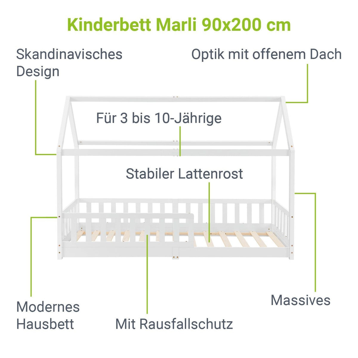 Letto per bambini Marli 90 x 200 cm