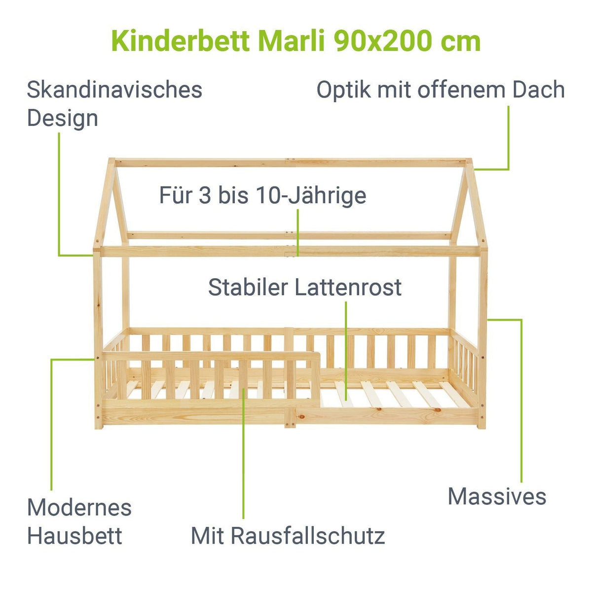 Letto per bambini Marli 90 x 200 cm