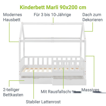 Letto per bambini Marli 90 x 200 cm con rete