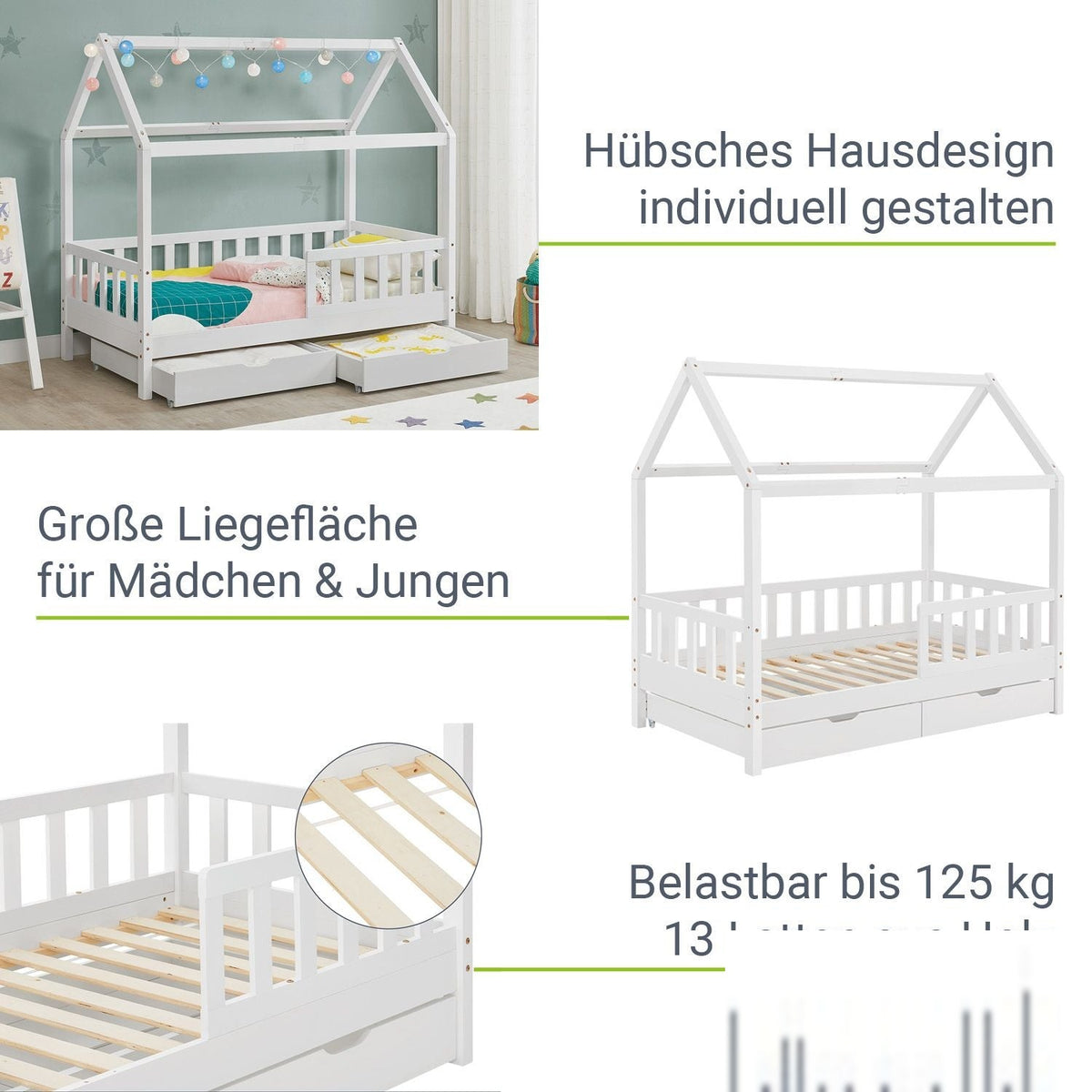 Letto per bambini Marli 90 x 200 cm con rete
