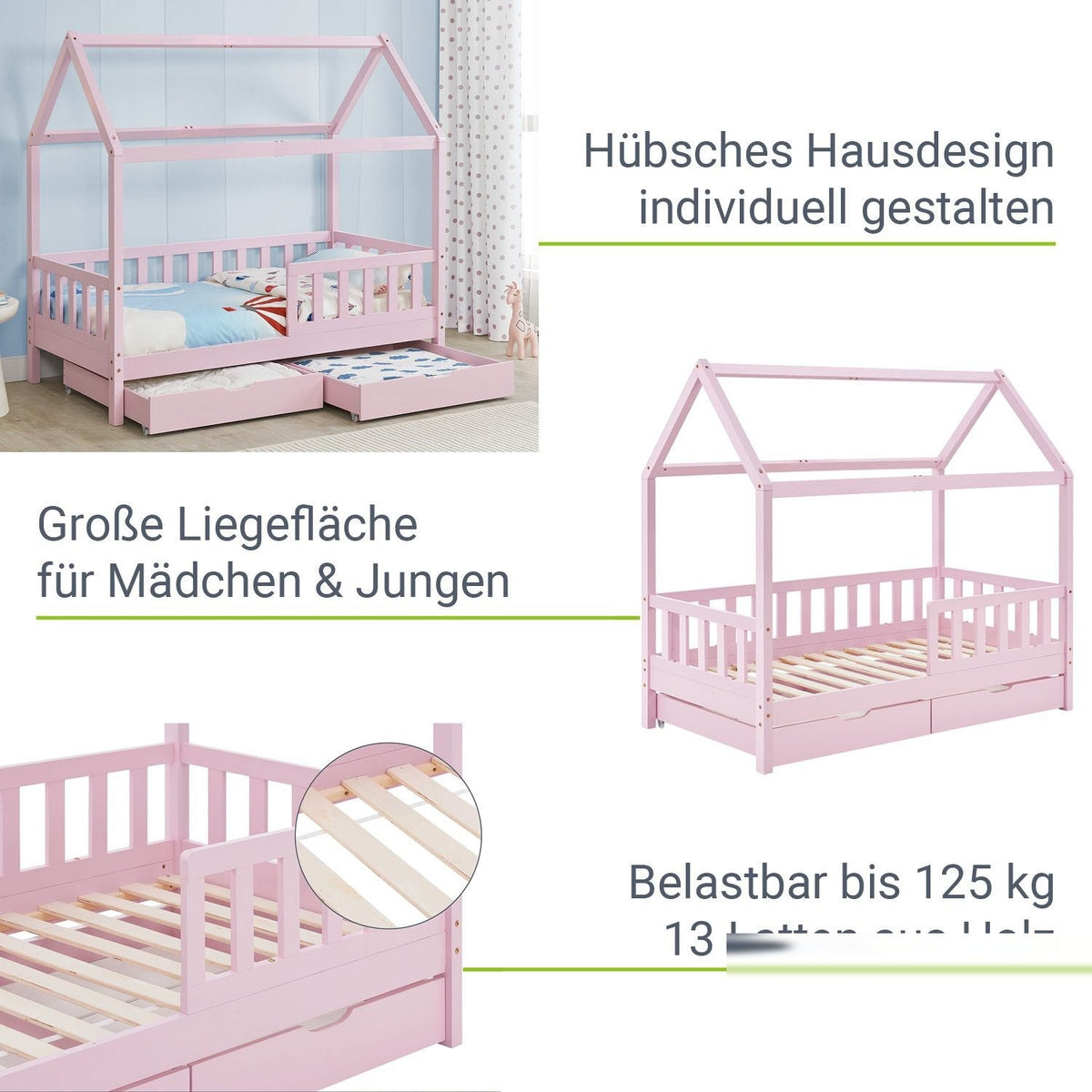 Letto per bambini Marli 90 x 200 cm con rete