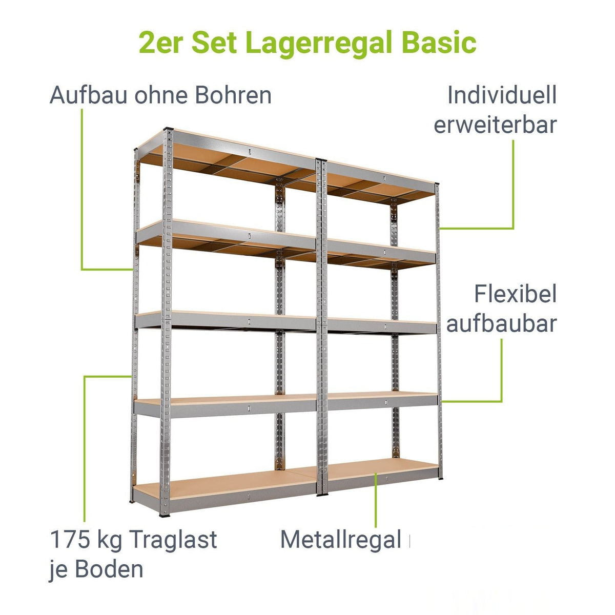 Scaffalatura di base, set da 2 a 8 180 x 90 x 40 cm