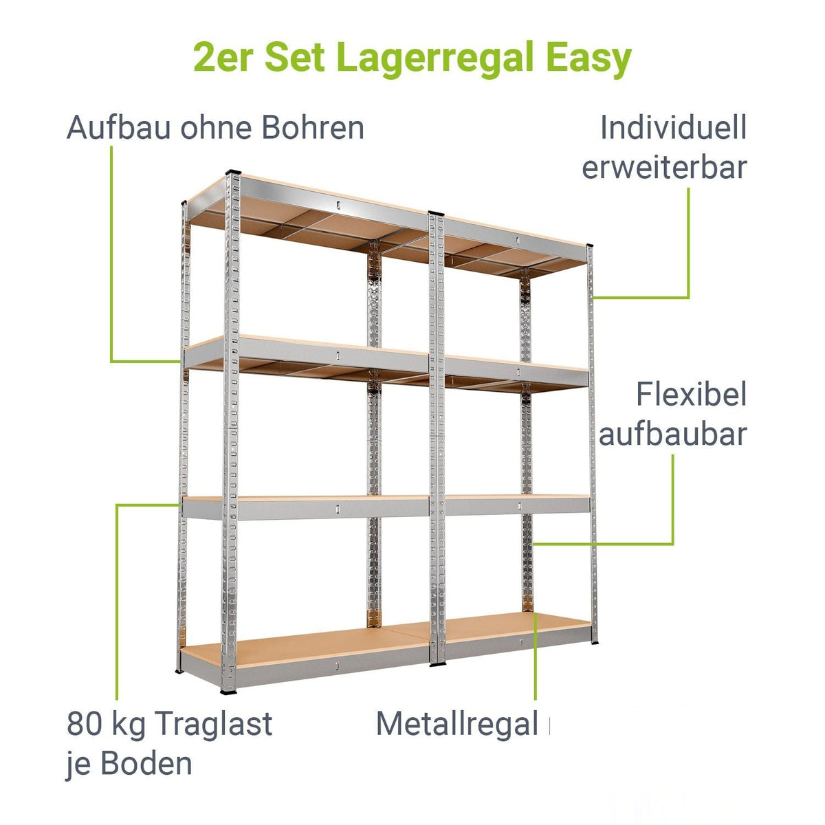 Set di 2 scaffali Easy Storage 160 x 80 x 40 cm