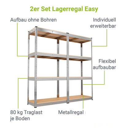Set di 2 scaffali Easy Storage 160 x 80 x 40 cm