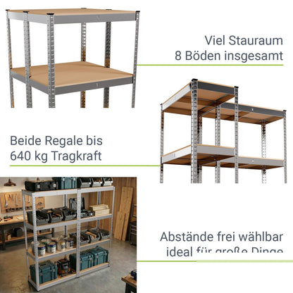 Set di 2 scaffali Easy Storage 160 x 80 x 40 cm