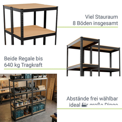 Set di 2 scaffali Easy Storage 160 x 80 x 40 cm