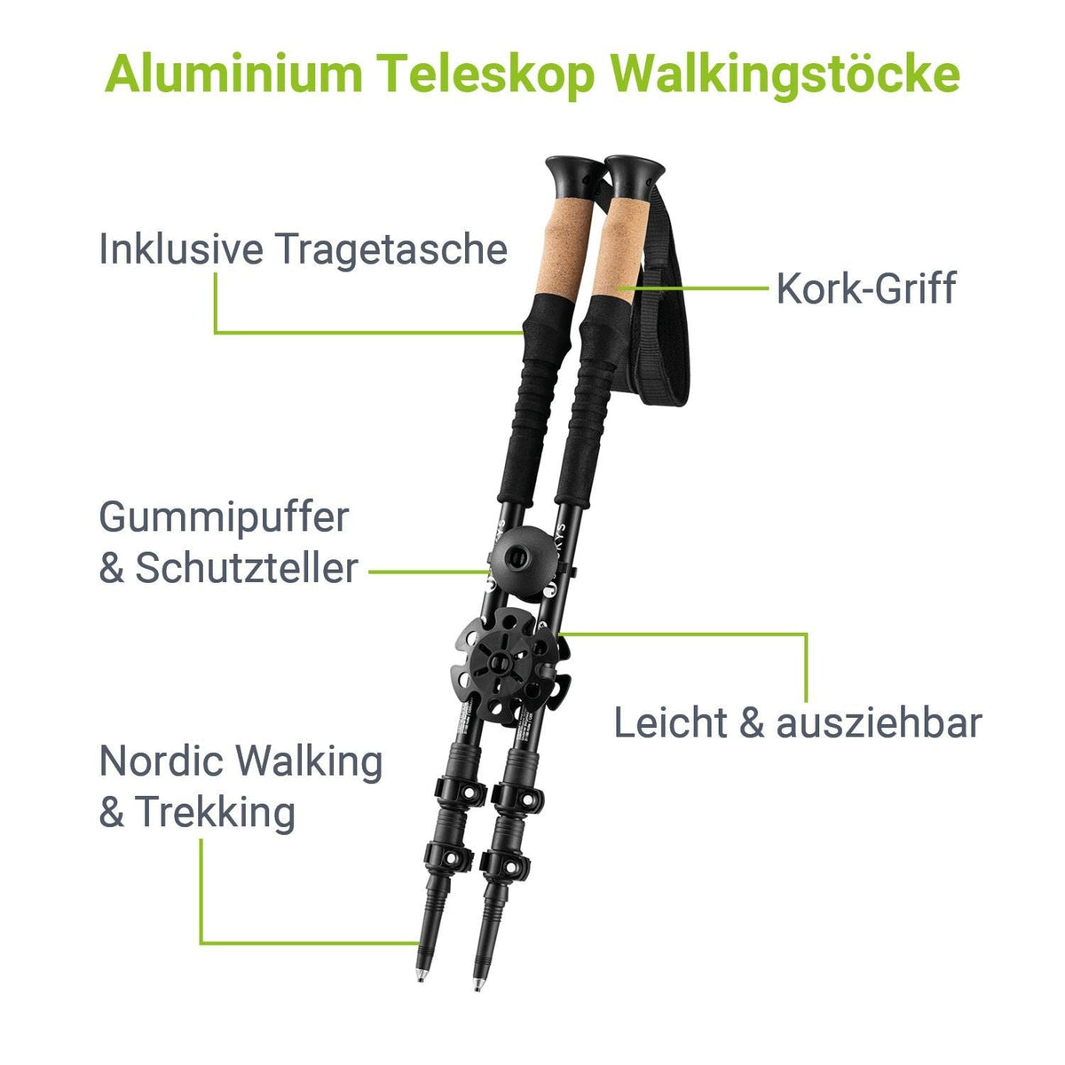 Bastoncini da nordic walking con accessori