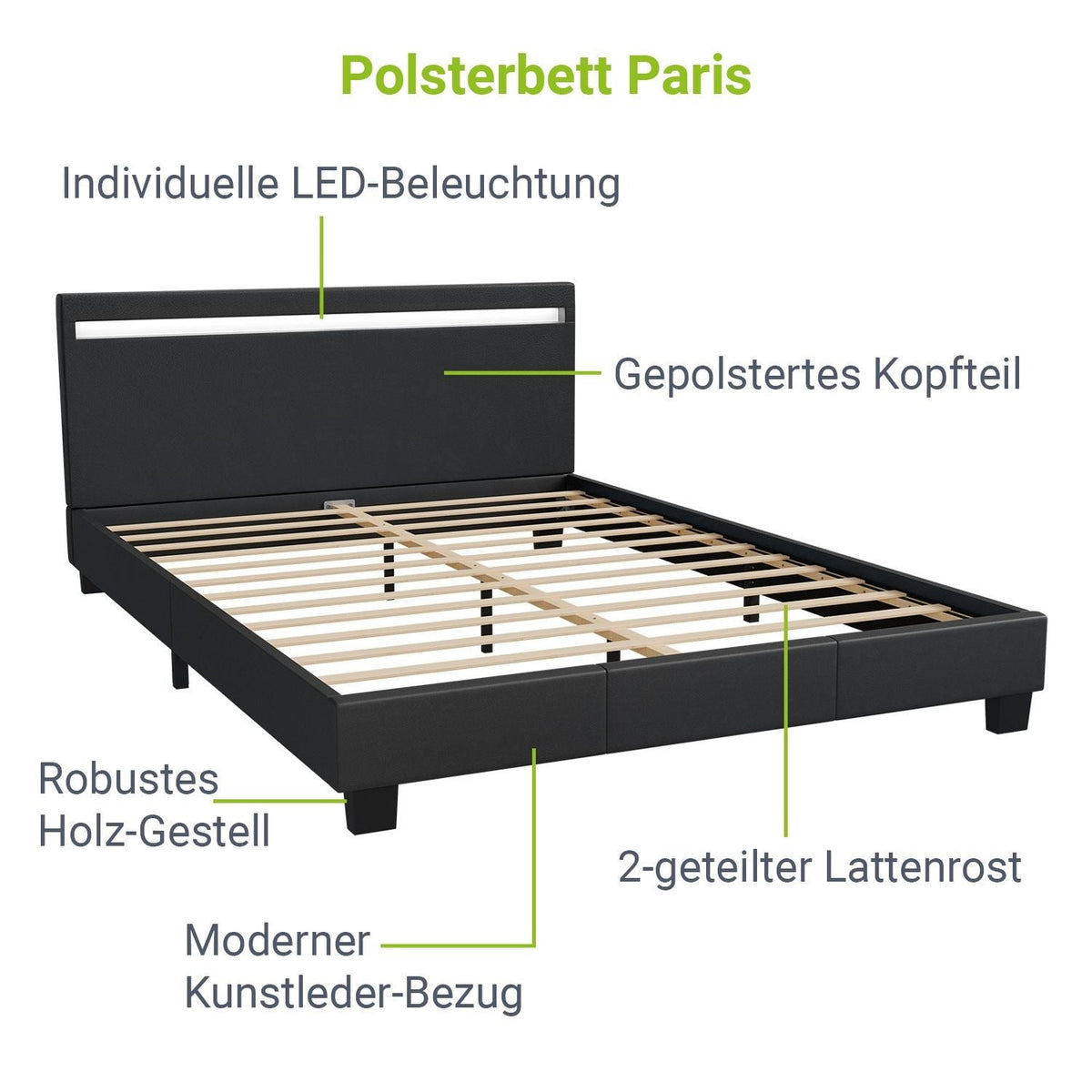 Letto imbottito Paris