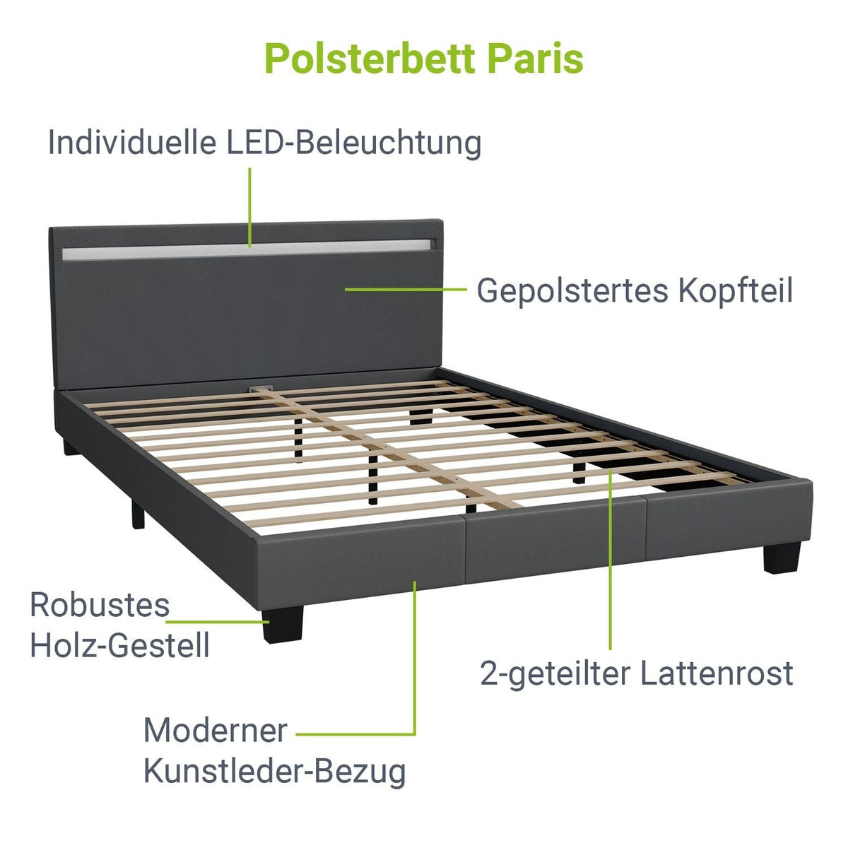 Letto imbottito Paris
