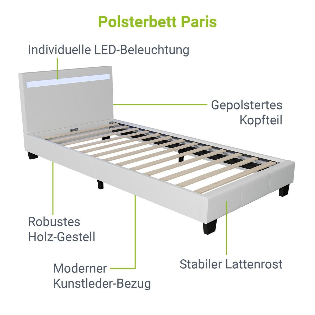 Letto imbottito Paris