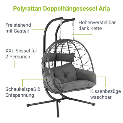 Sedia sospesa doppia in polyrattan Aria