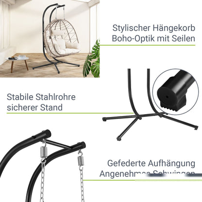 Sedia sospesa doppia in polyrattan Aria