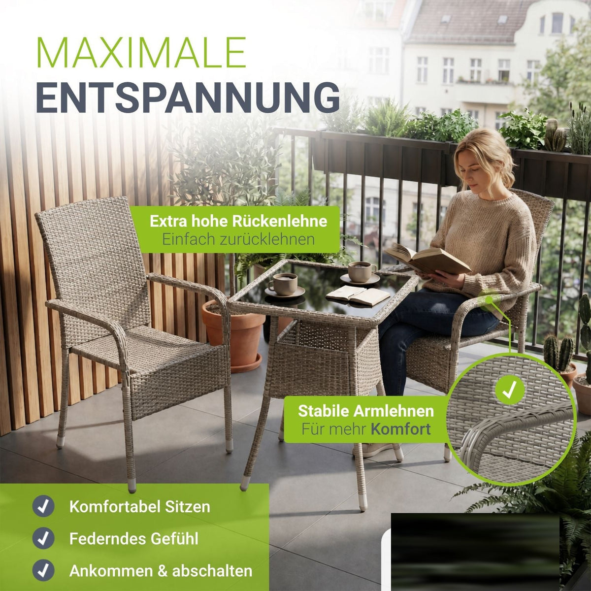 Sedie da giardino in polyrattan Yoro