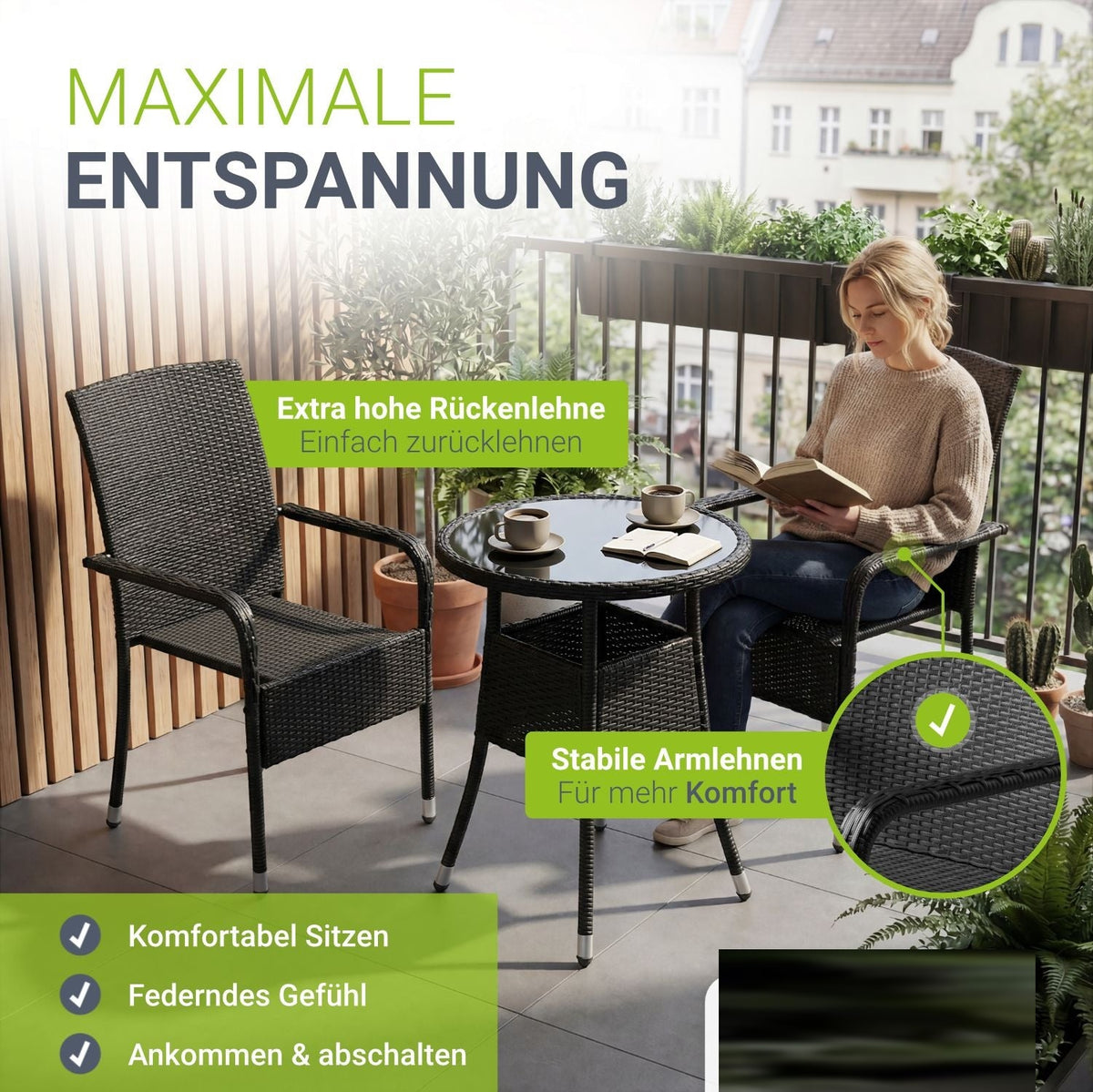 Sedie da giardino in polyrattan Yoro