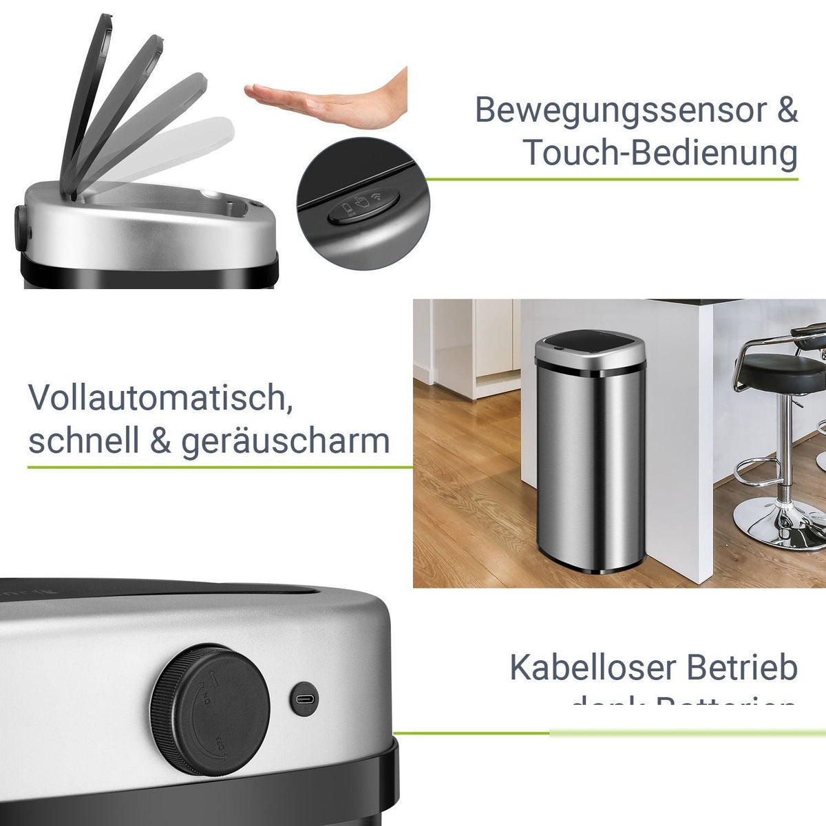 Cestino rettangolare con sensore
