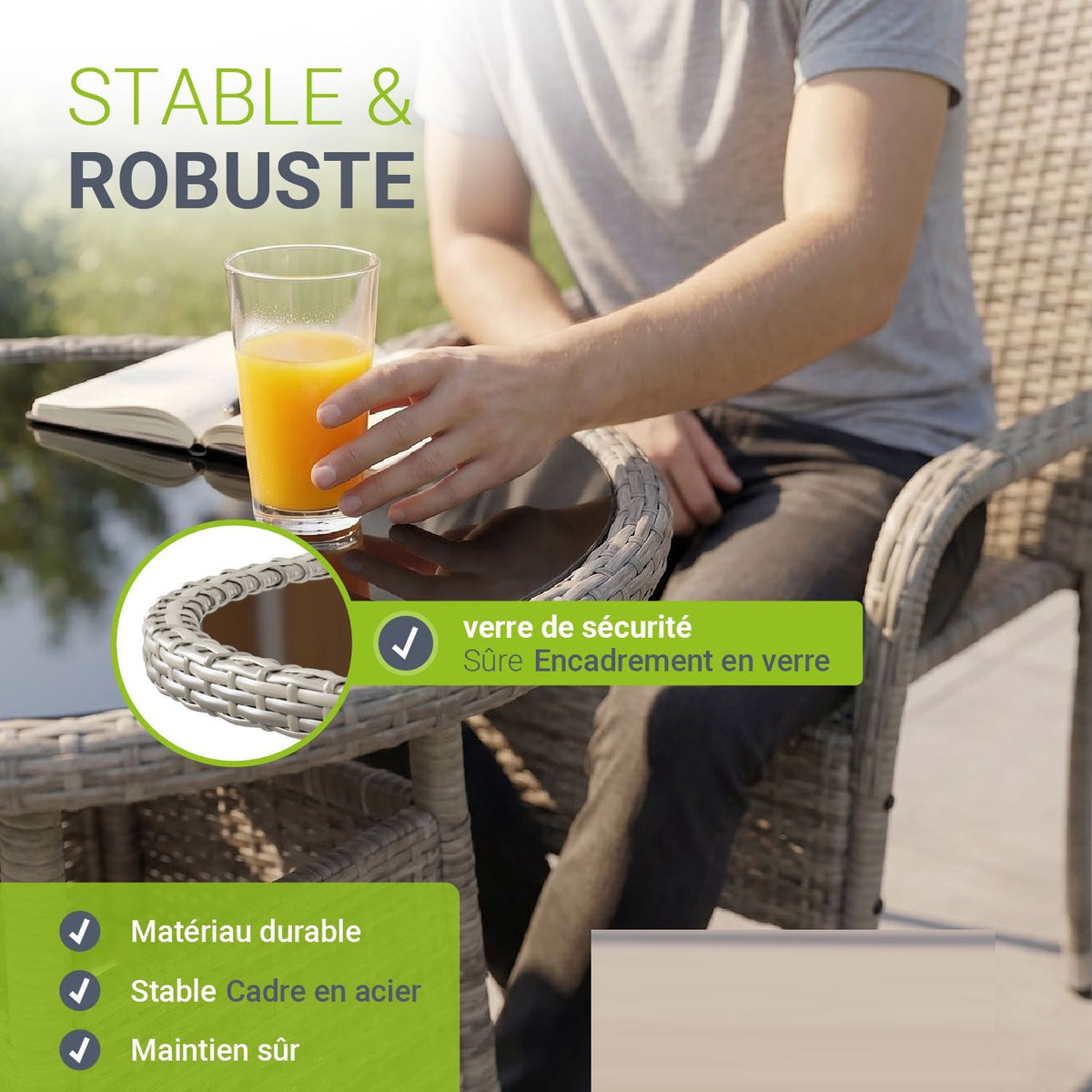 Tavolo da giardino rotondo in polyrattan Yoro