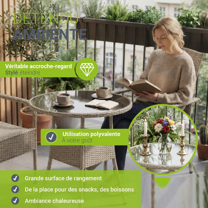 Tavolo da giardino rotondo in polyrattan Yoro