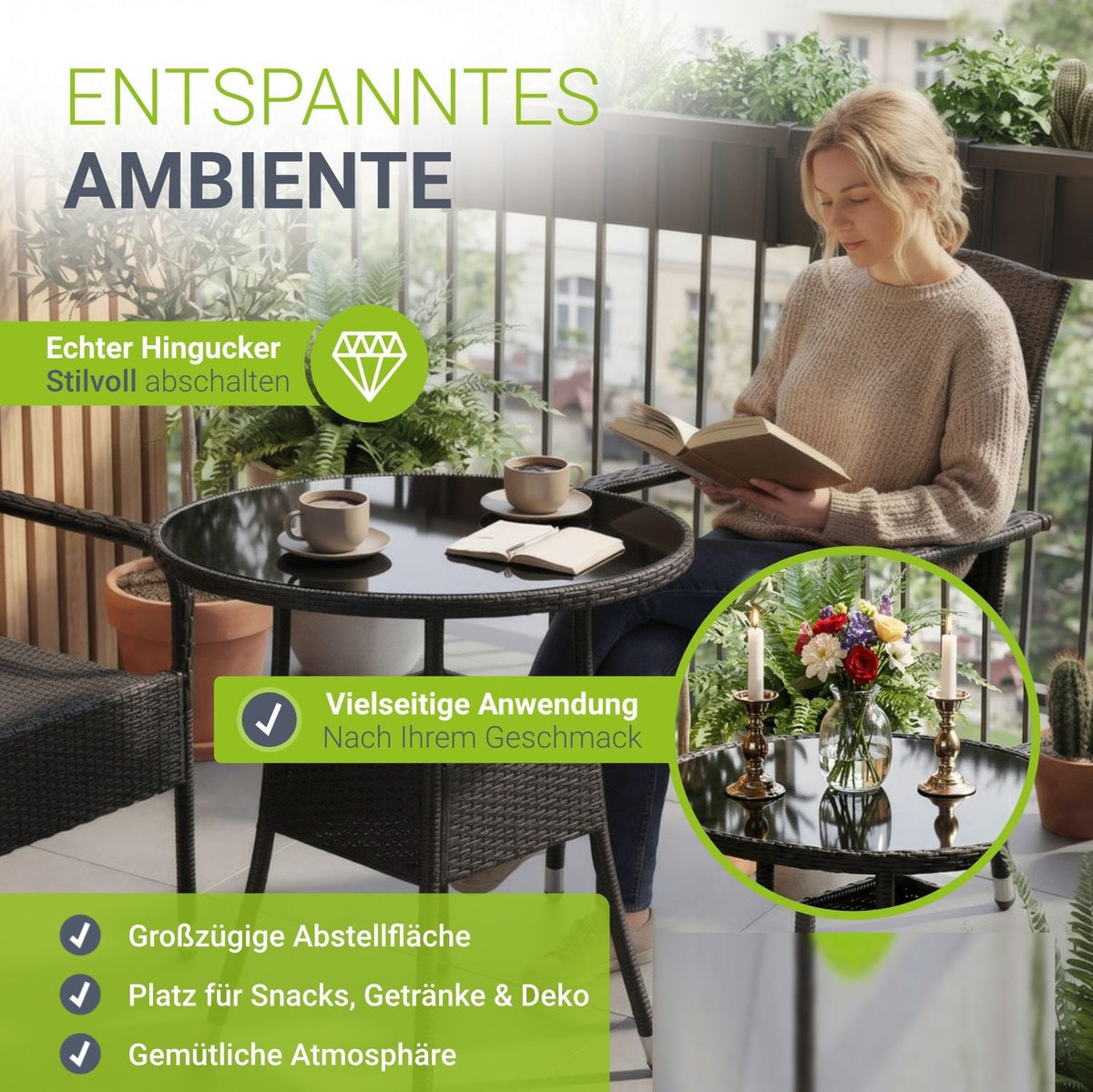 Tavolo da giardino rotondo in polyrattan Yoro