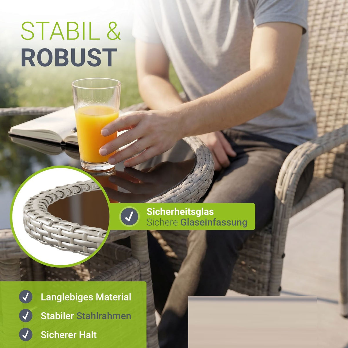 Tavolo da giardino rotondo in polyrattan Yoro