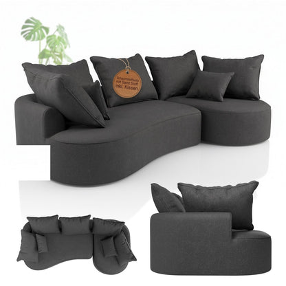 Divano Tirano con pouf e cuscini decorativi