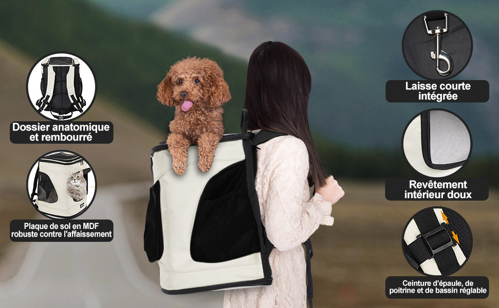 Zaino per Animali beige 41x30x31cm